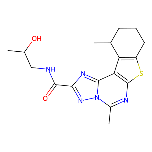 N-(2-hydroxypropyl)-5,11-dimethyl-8,9,10,11-tetrahydro[1]benzothieno[3,2-e][1,2,4]triazolo[1,5-c]pyrimidine-2-carboxamide structure