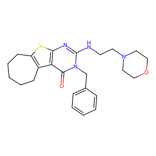 3-benzyl-2-((2-morpholinoethyl)amino)-6,7,8,9-tetrahydro-3H-cyclohepta[4,5]thieno[2,3-d]pyrimidin-4(5H)-one structure