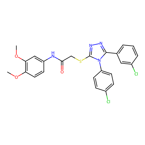 2-{[5-(3-chlorophenyl)-4-(4-chlorophenyl)-4H-1,2,4-triazol-3-yl]sulfanyl}-N-(3,4-dimethoxyphenyl)acetamide structure