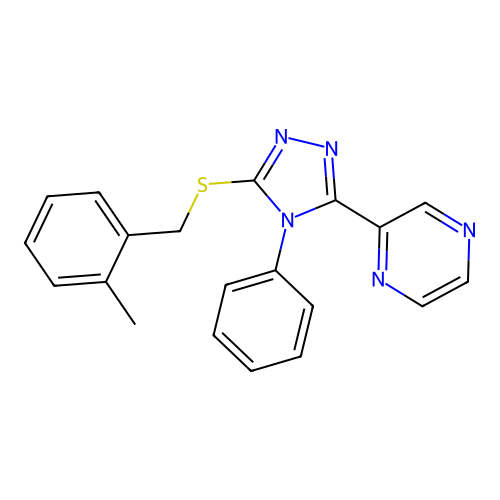 3-[(2-Methylphenyl)methylthio]-4-phenyl-5-pyrazin-2-yl-1,2,4-triazole structure