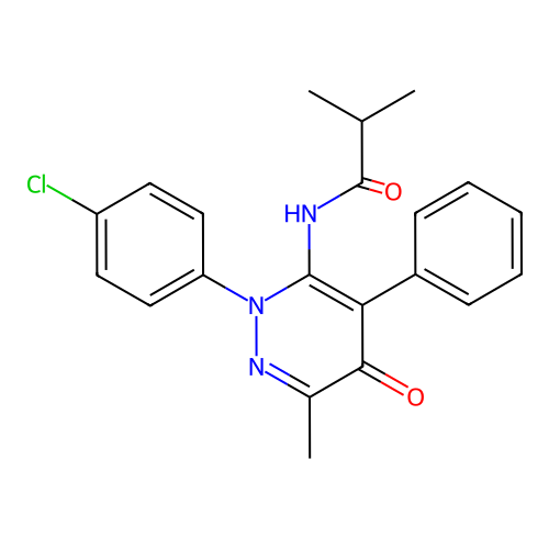 N-(2-(4-chlorophenyl)-6-methyl-5-oxo-4-phenyl-2,5-dihydropyridazin-3-yl)isobutyramide structure
