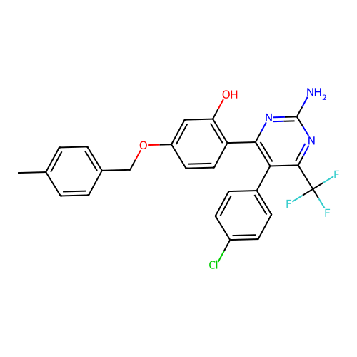 (6Z)-6-[2-amino-5-(4-chlorophenyl)-6-(trifluoromethyl)-1H-pyrimidin-4-ylidene]-3-[(4-methylphenyl)methoxy]cyclohexa-2,4-dien-1-one structure