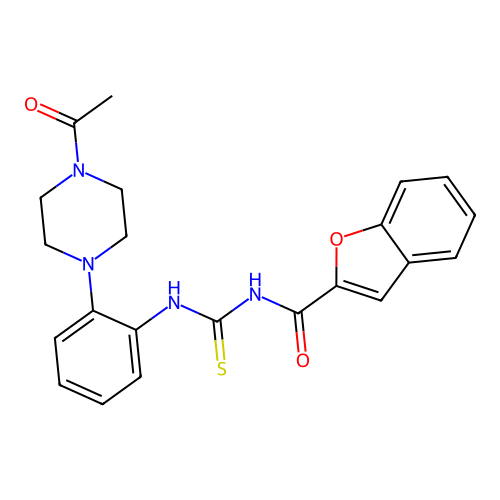 N-[[2-(4-acetylpiperazin-1-yl)phenyl]carbamothioyl]-1-benzofuran-2-carboxamide structure