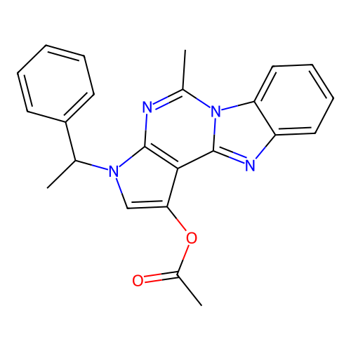 5-methyl-3-(1-phenylethyl)-3H-pyrrolo[2',3':4,5]pyrimido[1,6-a]benzimidazol-1-yl acetate structure