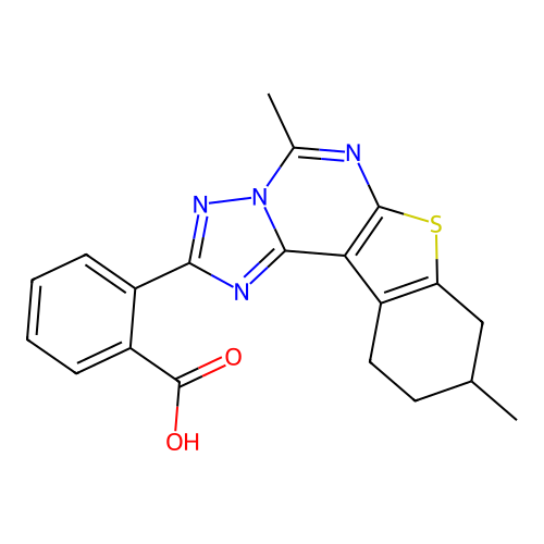 2-(5,9-dimethyl-8,9,10,11-tetrahydro[1]benzothieno[3,2-e][1,2,4]triazolo[1,5-c]pyrimidin-2-yl)benzoic acid structure