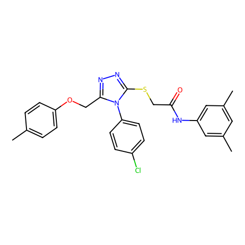 2-((4-(4-chlorophenyl)-5-((p-tolyloxy)methyl)-4H-1,2,4-triazol-3-yl)thio)-N-(3,5-dimethylphenyl)acetamide structure