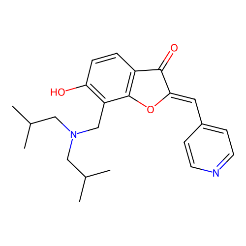 (Z)-7-((diisobutylamino)methyl)-6-hydroxy-2-(pyridin-4-ylmethylene)benzofuran-3(2H)-one structure
