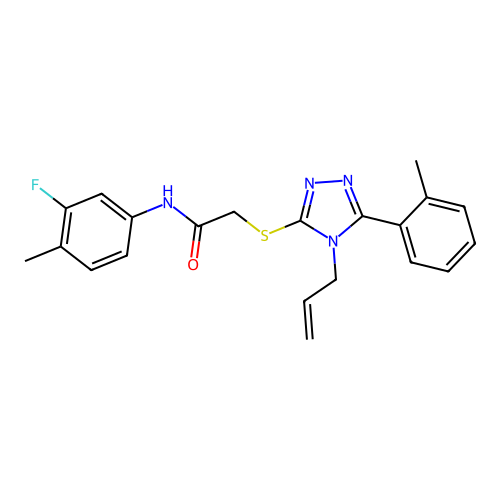 N-(3-fluoro-4-methylphenyl)-2-{[5-(2-methylphenyl)-4-(prop-2-en-1-yl)-4H-1,2,4-triazol-3-yl]sulfanyl}acetamide structure