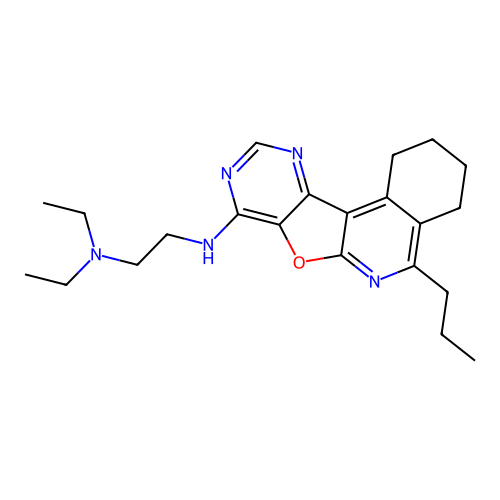 N,N-diethyl-N'-(5-propyl-1,2,3,4-tetrahydropyrimido[4',5':4,5]furo[2,3-c]isoquinolin-8-yl)ethane-1,2-diamine structure