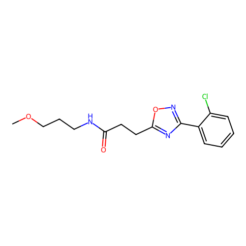 3-[3-(2-chlorophenyl)-1,2,4-oxadiazol-5-yl]-N-(3-methoxypropyl)propanamide structure