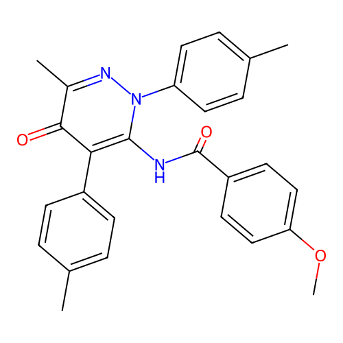 4-methoxy-N-(6-methyl-5-oxo-2,4-di-p-tolyl-2,5-dihydropyridazin-3-yl)benzamide structure