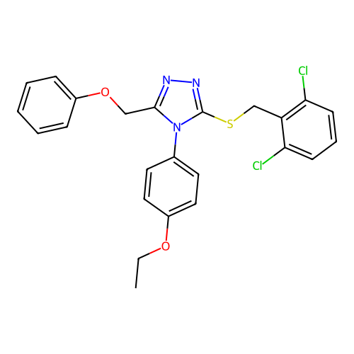 3-[(2,6-dichlorophenyl)methylsulfanyl]-4-(4-ethoxyphenyl)-5-(phenoxymethyl)-1,2,4-triazole structure