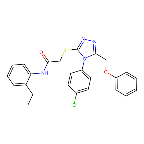 2-[[4-(4-chlorophenyl)-5-(phenoxymethyl)-1,2,4-triazol-3-yl]sulfanyl]-N-(2-ethylphenyl)acetamide structure