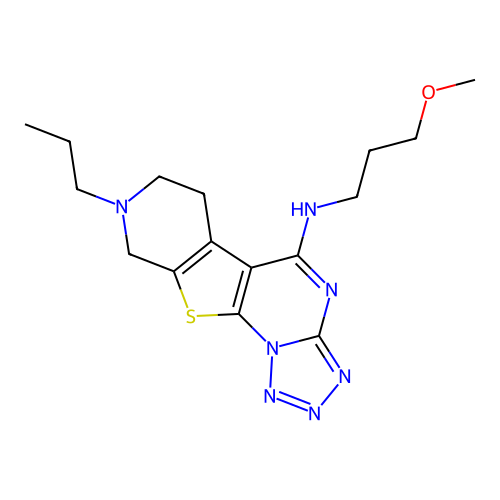 N-(3-methoxypropyl)-8-propyl-6,7,8,9-tetrahydropyrido[4',3':4,5]thieno[3,2-e]tetrazolo[1,5-a]pyrimidin-5-amine structure