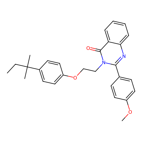 2-(4-methoxyphenyl)-3-[2-[4-(2-methylbutan-2-yl)phenoxy]ethyl]quinazolin-4-one structure