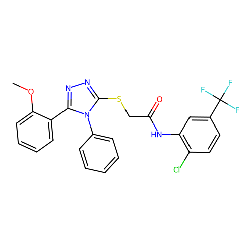 N-[2-chloro-5-(trifluoromethyl)phenyl]-2-{[5-(2-methoxyphenyl)-4-phenyl-4H-1,2,4-triazol-3-yl]sulfanyl}acetamide structure