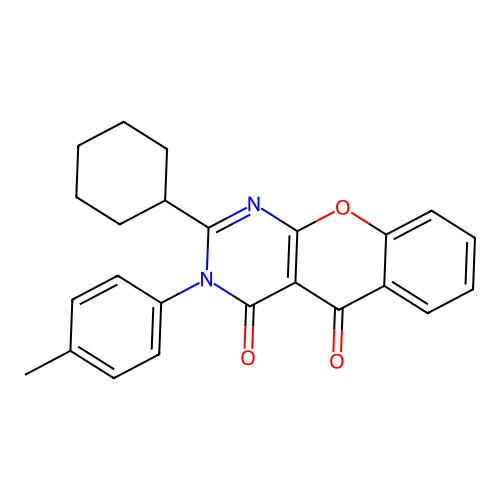 2-cyclohexyl-3-(p-tolyl)-3H-chromeno[2,3-d]pyrimidine-4,5-dione structure
