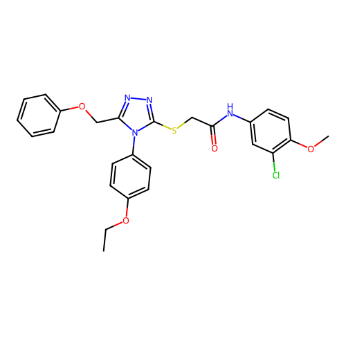 N-(3-chloro-4-methoxyphenyl)-2-{[4-(4-ethoxyphenyl)-5-(phenoxymethyl)-4H-1,2,4-triazol-3-yl]sulfanyl}acetamide structure