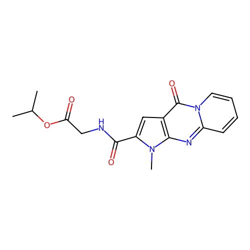 isopropyl 2-(1-methyl-4-oxo-1,4-dihydropyrido[1,2-a]pyrrolo[2,3-d]pyrimidine-2-carboxamido)acetate structure