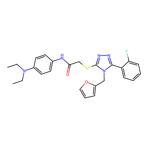 N-[4-(diethylamino)phenyl]-2-{[5-(2-fluorophenyl)-4-(furan-2-ylmethyl)-4H-1,2,4-triazol-3-yl]sulfanyl}acetamide structure