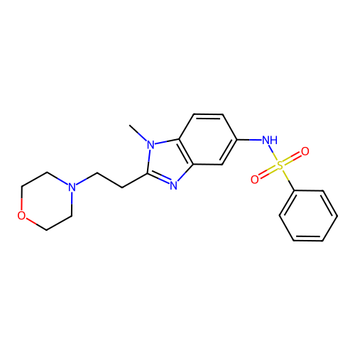 N-{1-methyl-2-[2-(morpholin-4-yl)ethyl]-1H-benzimidazol-5-yl}benzenesulfonamide structure