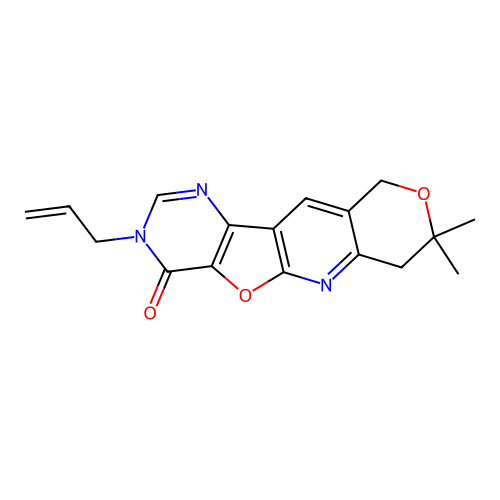 3-allyl-8,8-dimethyl-7,10-dihydro-8H-pyrano[3'',4'':5',6']pyrido[3',2':4,5]furo[3,2-d]pyrimidin-4(3H)-one structure