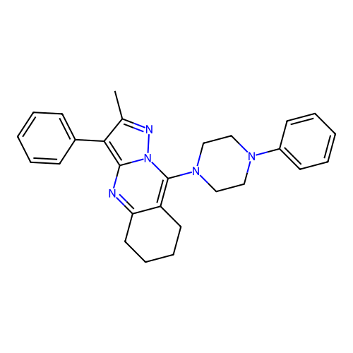 2-methyl-3-phenyl-9-(4-phenylpiperazin-1-yl)-5,6,7,8-tetrahydropyrazolo[5,1-b]quinazoline structure