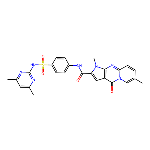 N-(4-(N-(4,6-dimethylpyrimidin-2-yl)sulfamoyl)phenyl)-1,7-dimethyl-4-oxo-1,4-dihydropyrido[1,2-a]pyrrolo[2,3-d]pyrimidine-2-carboxamide structure