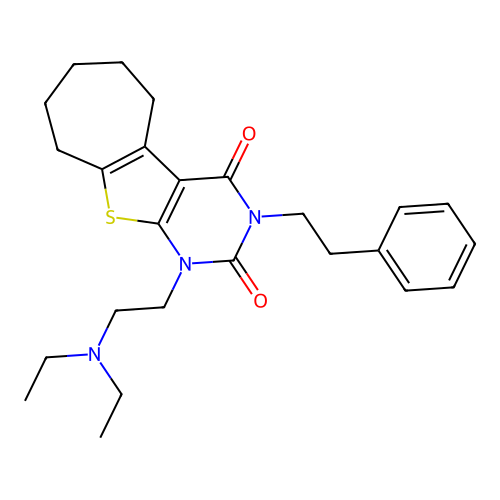 1-(2-(diethylamino)ethyl)-3-phenethyl-6,7,8,9-tetrahydro-1H-cyclohepta[4,5]thieno[2,3-d]pyrimidine-2,4(3H,5H)-dione structure