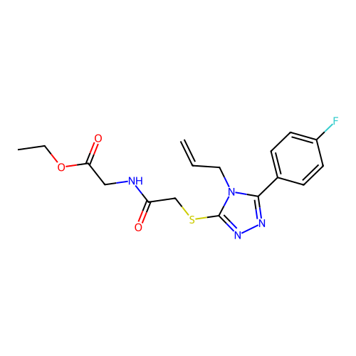 ethyl 2-(2-((4-allyl-5-(4-fluorophenyl)-4H-1,2,4-triazol-3-yl)thio)acetamido)acetate structure