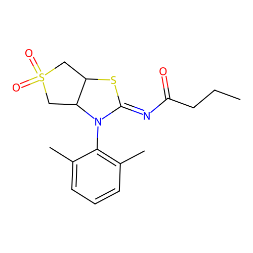 N-[(2Z)-3-(2,6-dimethylphenyl)-5,5-dioxidotetrahydrothieno[3,4-d][1,3]thiazol-2(3H)-ylidene]butanamide structure