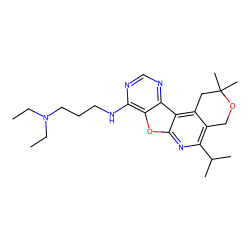 N'-[2,2-dimethyl-5-(propan-2-yl)-1,4-dihydro-2H-pyrano[4'',3'':4',5']pyrido[3',2':4,5]furo[3,2-d]pyrimidin-8-yl]-N,N-diethylpropane-1,3-diamine structure