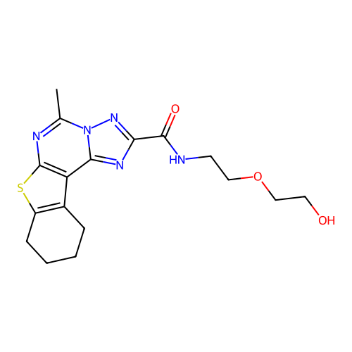 N-(2-(2-hydroxyethoxy)ethyl)-5-methyl-8,9,10,11-tetrahydrobenzo[4,5]thieno[3,2-e][1,2,4]triazolo[1,5-c]pyrimidine-2-carboxamide structure