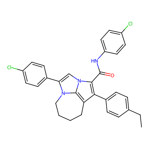 N,4-bis(4-chlorophenyl)-1-(4-ethylphenyl)-5,6,7,8-tetrahydro-2a,4a-diazacyclopenta[cd]azulene-2-carboxamide structure