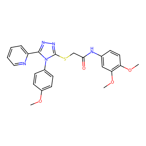 N-(3,4-dimethoxyphenyl)-2-((4-(4-methoxyphenyl)-5-(pyridin-2-yl)-4H-1,2,4-triazol-3-yl)thio)acetamide structure