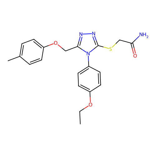 2-((4-(4-ethoxyphenyl)-5-((p-tolyloxy)methyl)-4H-1,2,4-triazol-3-yl)thio)acetamide structure
