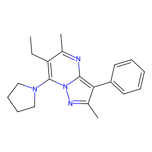 6-Ethyl-2,5-dimethyl-3-phenyl-7-(pyrrolidin-1-yl)pyrazolo[1,5-a]pyrimidine structure