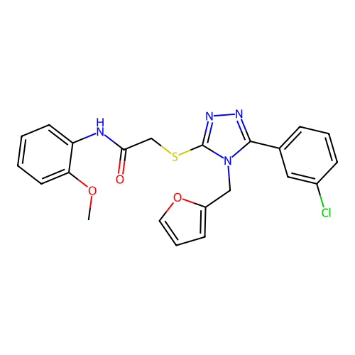 2-{[5-(3-chlorophenyl)-4-(furan-2-ylmethyl)-4H-1,2,4-triazol-3-yl]sulfanyl}-N-(2-methoxyphenyl)acetamide structure