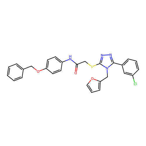 N-[4-(benzyloxy)phenyl]-2-{[5-(3-chlorophenyl)-4-(furan-2-ylmethyl)-4H-1,2,4-triazol-3-yl]sulfanyl}acetamide structure