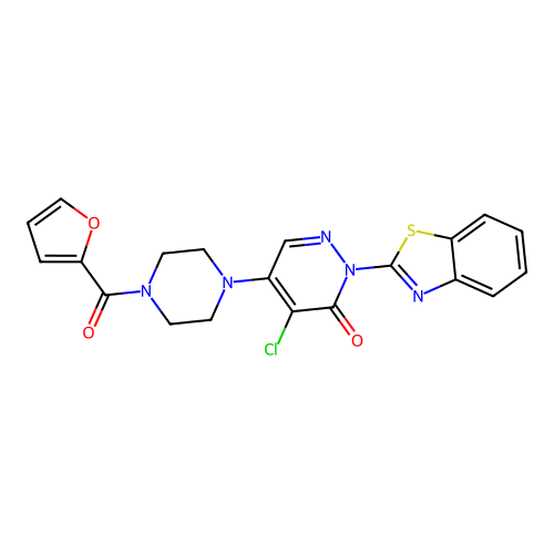 2-(1,3-benzothiazol-2-yl)-4-chloro-5-[4-(furan-2-carbonyl)piperazin-1-yl]pyridazin-3-one structure