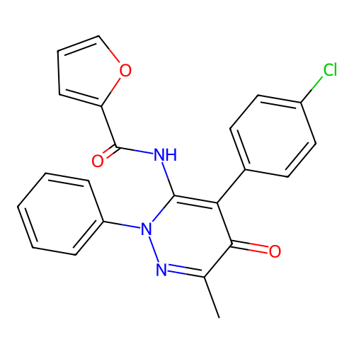 N-[4-(4-chlorophenyl)-6-methyl-5-oxo-2-phenylpyridazin-3-yl]furan-2-carboxamide structure