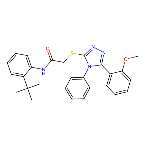 N-(2-tert-butylphenyl)-2-{[5-(2-methoxyphenyl)-4-phenyl-4H-1,2,4-triazol-3-yl]sulfanyl}acetamide structure