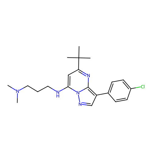 5-TERT-BUTYL-3-(4-CHLOROPHENYL)-N-[3-(DIMETHYLAMINO)PROPYL]PYRAZOLO[1,5-A]PYRIMIDIN-7-AMINE structure
