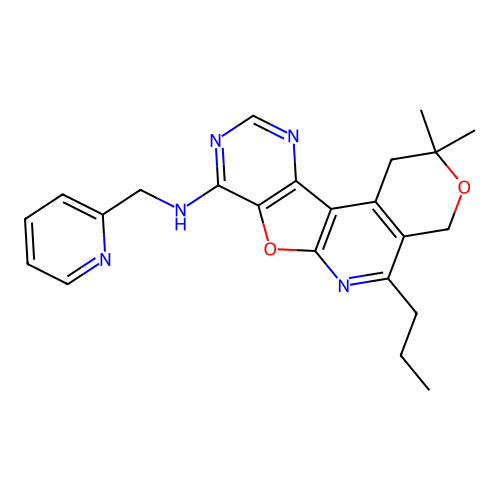 2,2-dimethyl-5-propyl-N-(pyridin-2-ylmethyl)-1,4-dihydro-2H-pyrano[4'',3'':4',5']pyrido[3',2':4,5]furo[3,2-d]pyrimidin-8-amine structure
