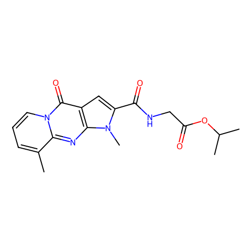isopropyl 2-(1,9-dimethyl-4-oxo-1,4-dihydropyrido[1,2-a]pyrrolo[2,3-d]pyrimidine-2-carboxamido)acetate structure