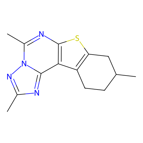 2,5,9-trimethyl-8,9,10,11-tetrahydro[1]benzothieno[3,2-e][1,2,4]triazolo[1,5-c]pyrimidine structure
