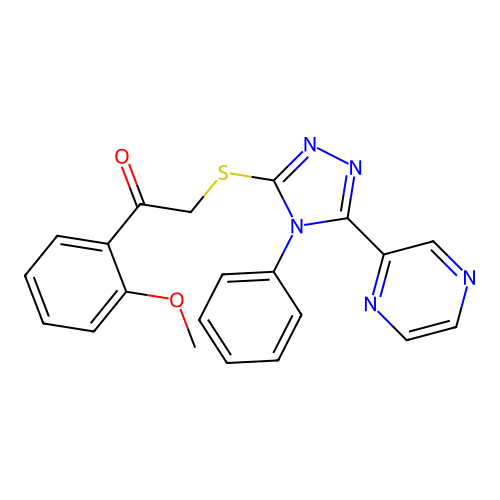 1-(2-methoxyphenyl)-2-((4-phenyl-5-(pyrazin-2-yl)-4H-1,2,4-triazol-3-yl)thio)ethanone structure