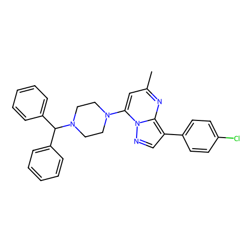 3-(4-chlorophenyl)-7-[4-(diphenylmethyl)piperazin-1-yl]-5-methylpyrazolo[1,5-a]pyrimidine structure