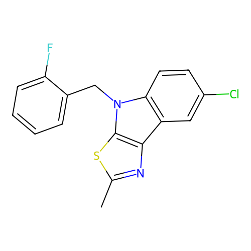 7-chloro-4-(2-fluorobenzyl)-2-methyl-4H-[1,3]thiazolo[5,4-b]indole structure