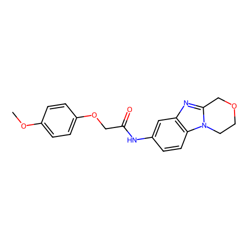 N-(3,4-dihydro-1H-[1,4]oxazino[4,3-a]benzimidazol-8-yl)-2-(4-methoxyphenoxy)acetamide structure